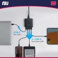 هاب شارژ 4 پورت 65 وات انکر Atom III Slim A2045