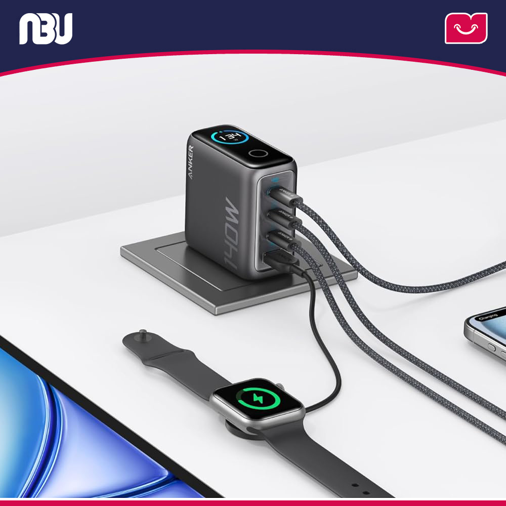 شارژر دیواری انکر  ظرفیت ۱۴۰ وات ب4 پورت مدل B2697