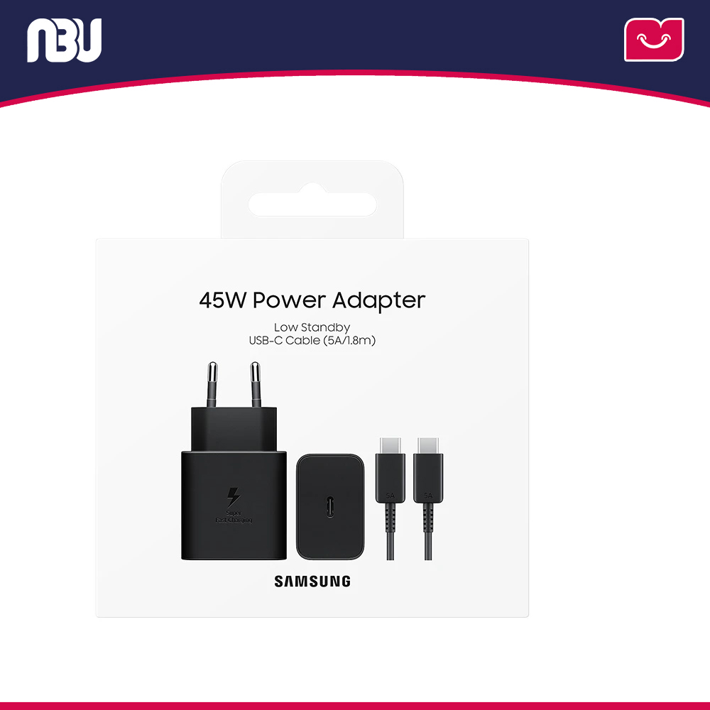 شارژر دیواری سامسونگ 45  وات  2 پین به همراه کابل 1.8 متری مدل EP-T4511 Low Standby