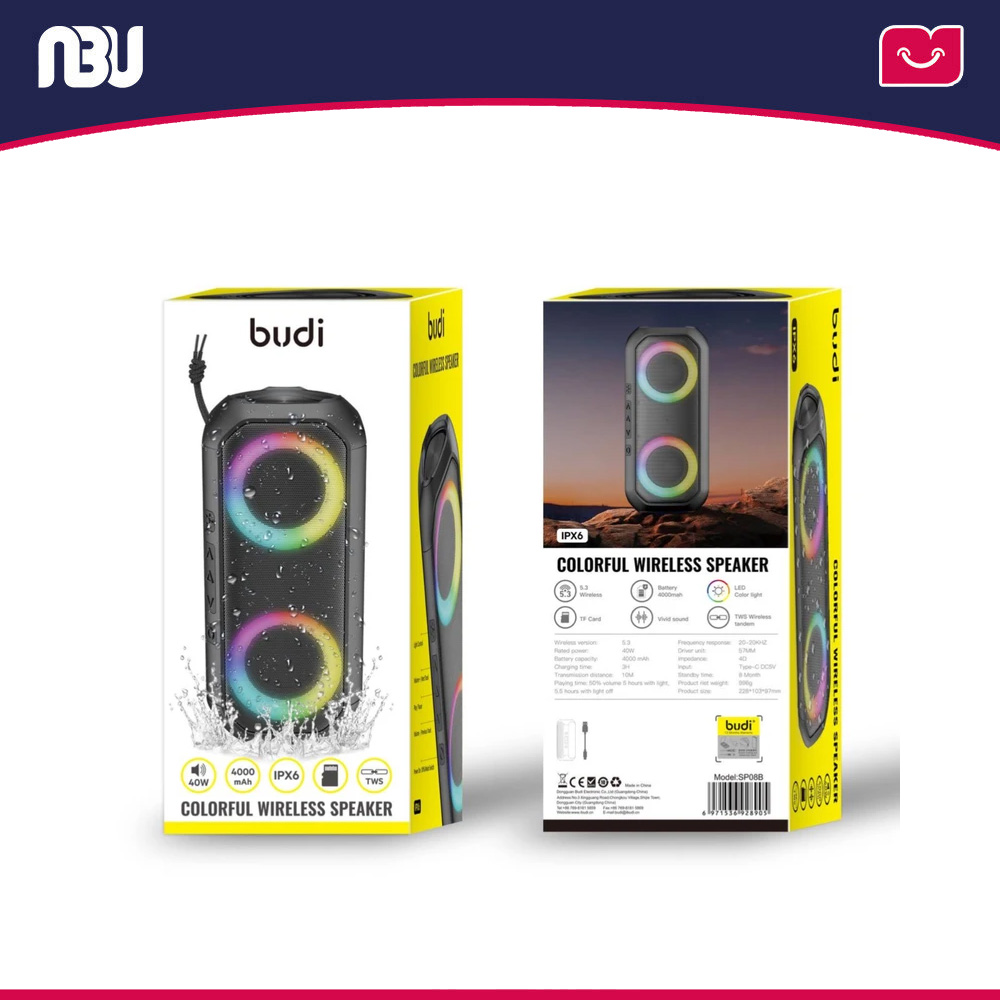 اسپیکر بلوتوثی قابل حمل 40 وات بودی مدل SP08B