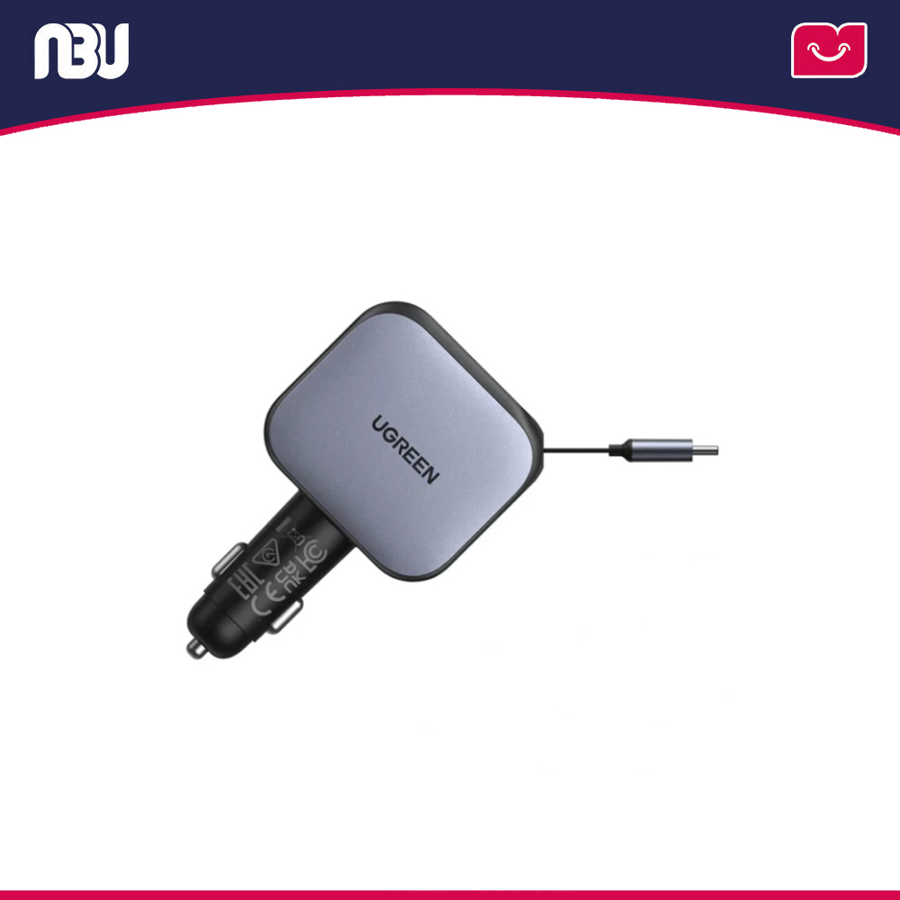 شارژر فندکی 145 وات 4 پورت با کابل جمع شونده یوگرین مدل EC604