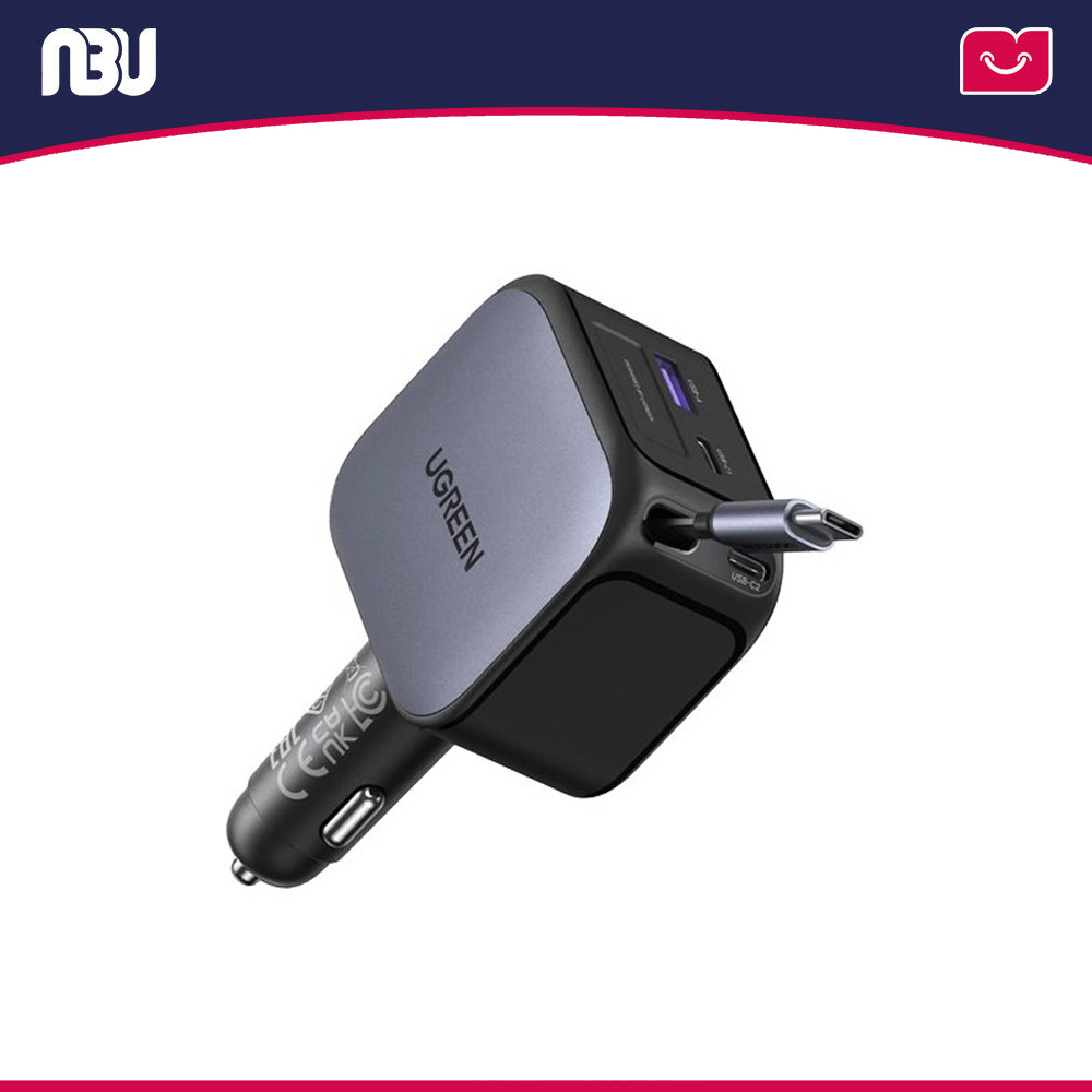 شارژر فندکی 145 وات 4 پورت با کابل جمع شونده یوگرین مدل EC604