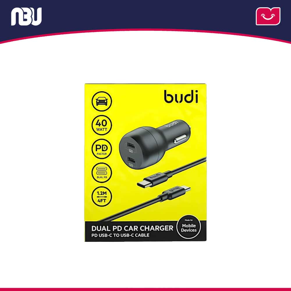 شارژر فندکی 40 وات دو پورت USB-C (PD) با کابل 1.2 متری بودی مدل CC108RTTB