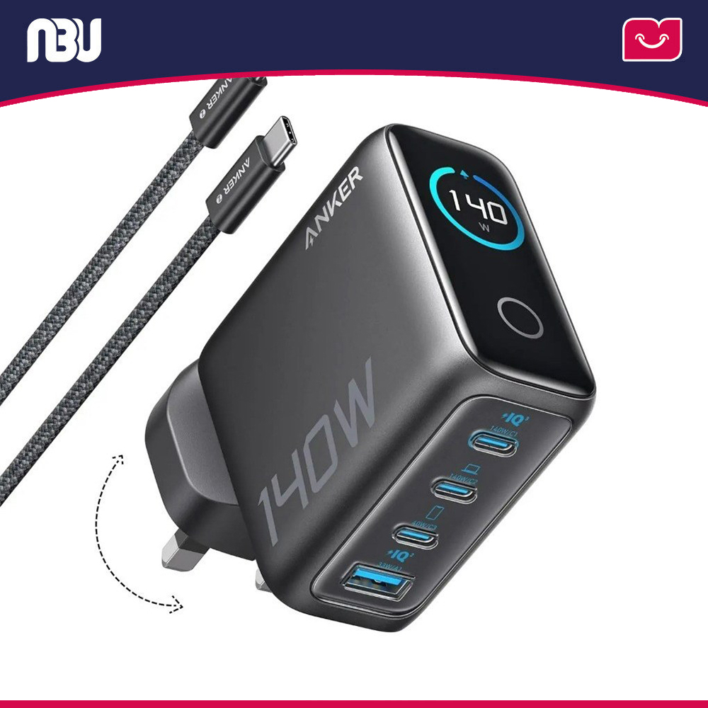 شارژر دیواری انکر ظرفیت ۱۴۰ وات 4 پورت بهمراه کابل مدل B2697