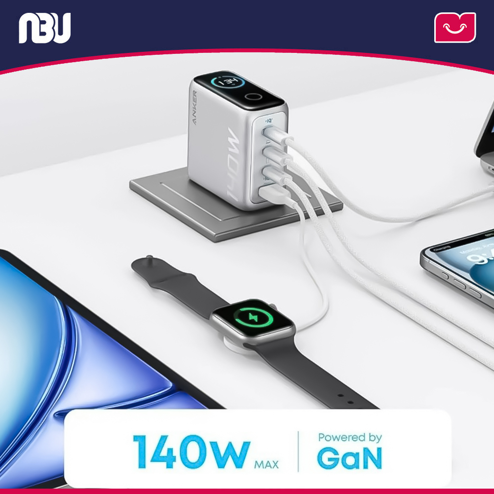 شارژر دیواری انکر ظرفیت ۱۴۰ وات 4 پورت بهمراه کابل مدل B2697