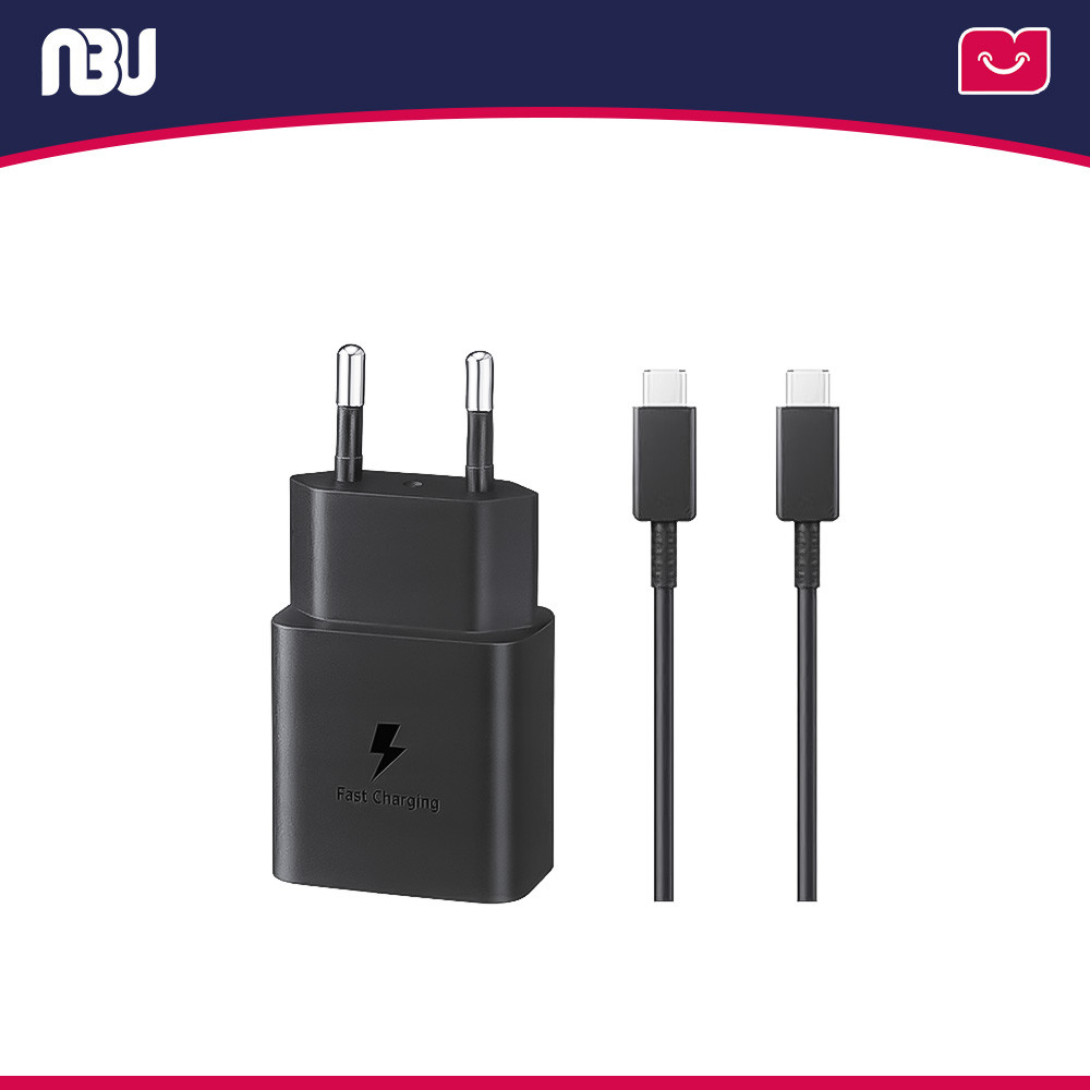 شارژر دیواری سامسونگ 15وات 2پین به همراه  کابل Type-C به Type-C مدل EP-T1510XBGEU