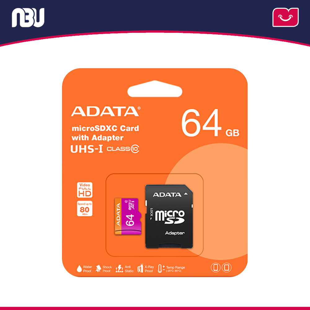 کارت حافظه میکرو 64 گیگابایت ای دیتا مدل R80W25 +ADP
