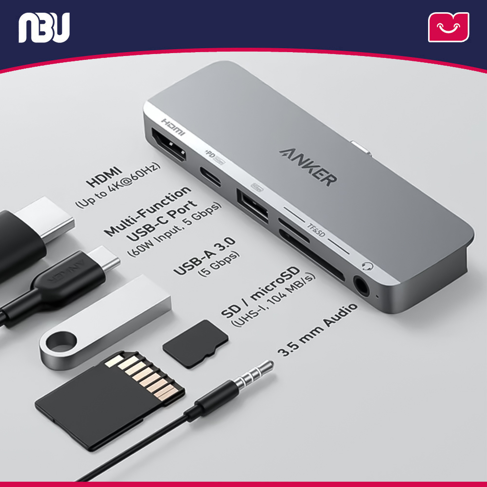 هاب تایپ سی 6 در 1 انکر مدل 541 کدA8363HA1