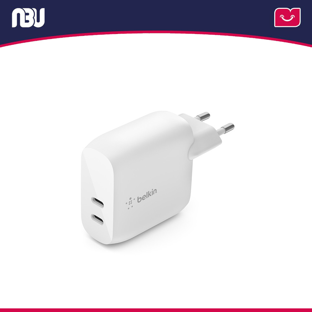 شارژر دیواری دو پورت USB-C 40 وات بلکین مدل WCB006vf