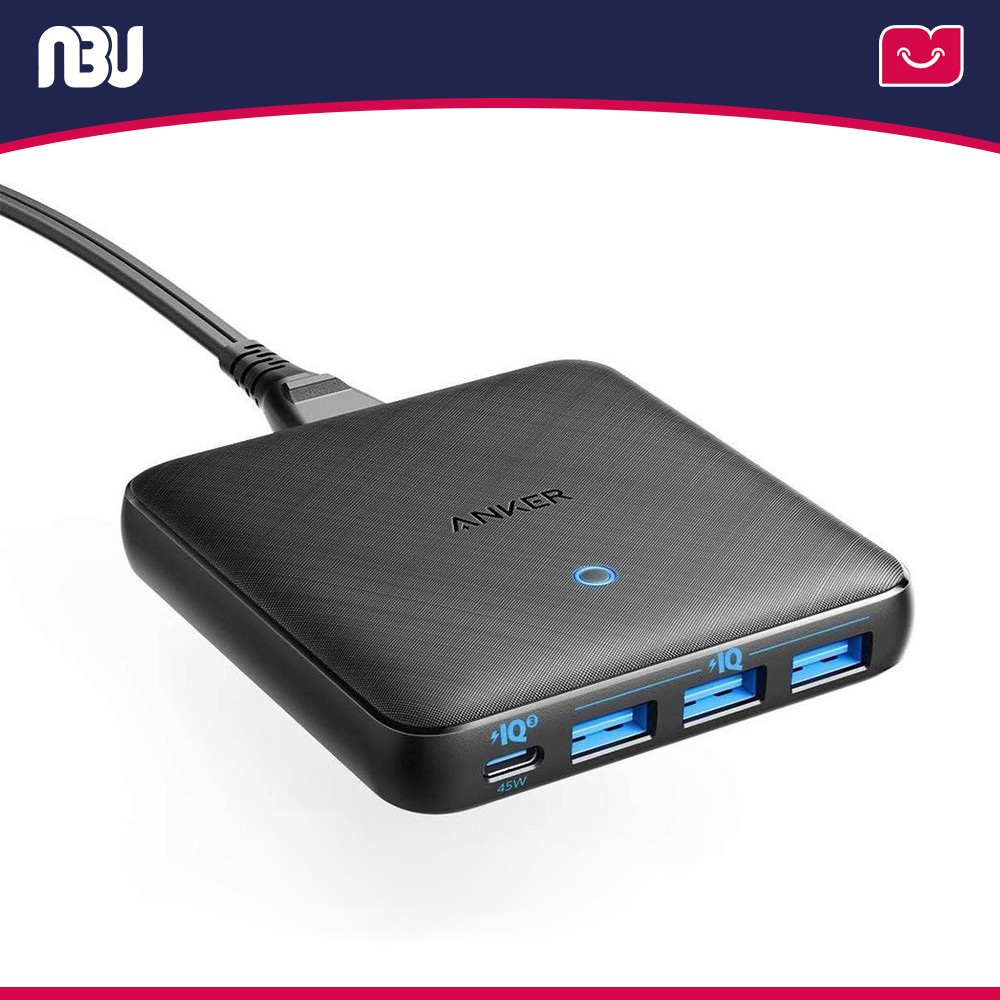 هاب شارژ 4 پورت 65 وات انکرمدل Atom III Slim  کد A2045L11