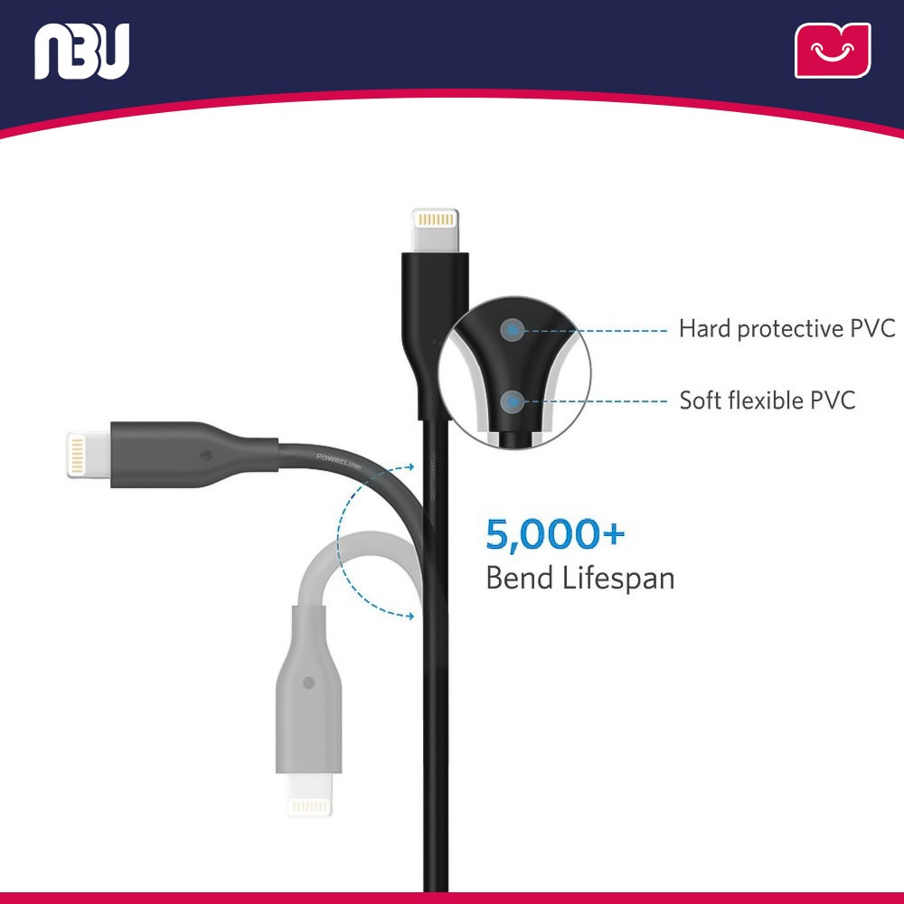 کابل تبدیل 1.8متری USB به لایتنینگ انکر مدل PowerLine III A8813