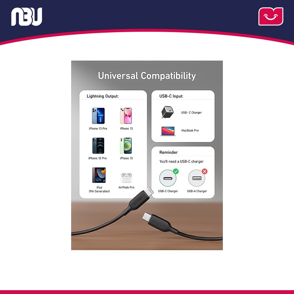 کابل USB-C به USB-C انکر مدل Powerline III Flow 6FT A8553H11